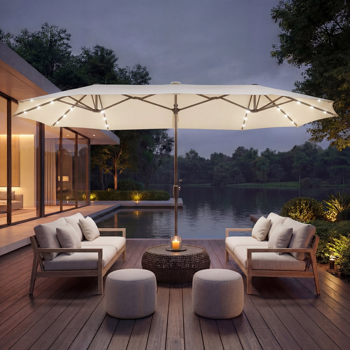 MOALCOFER 13 FT Double-Sided LED Patio Umbrella, Large Rectangular Out – COSIEST