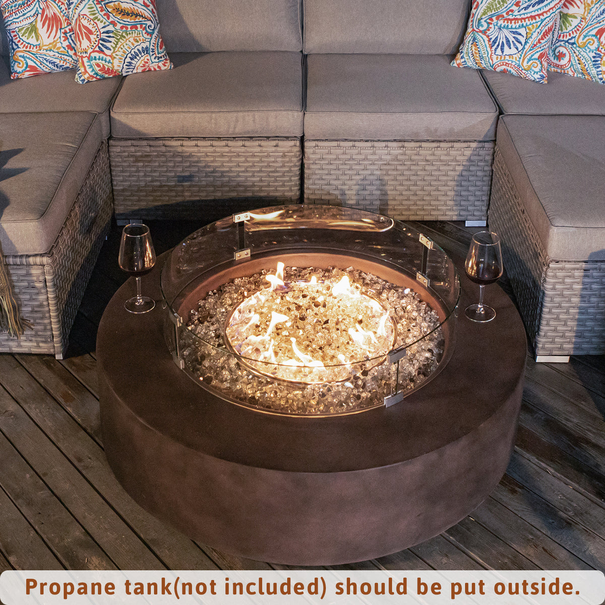 COSIEST Outdoor Propane Fire Pit Coffee Table w Dark Bronze 40.5-inch