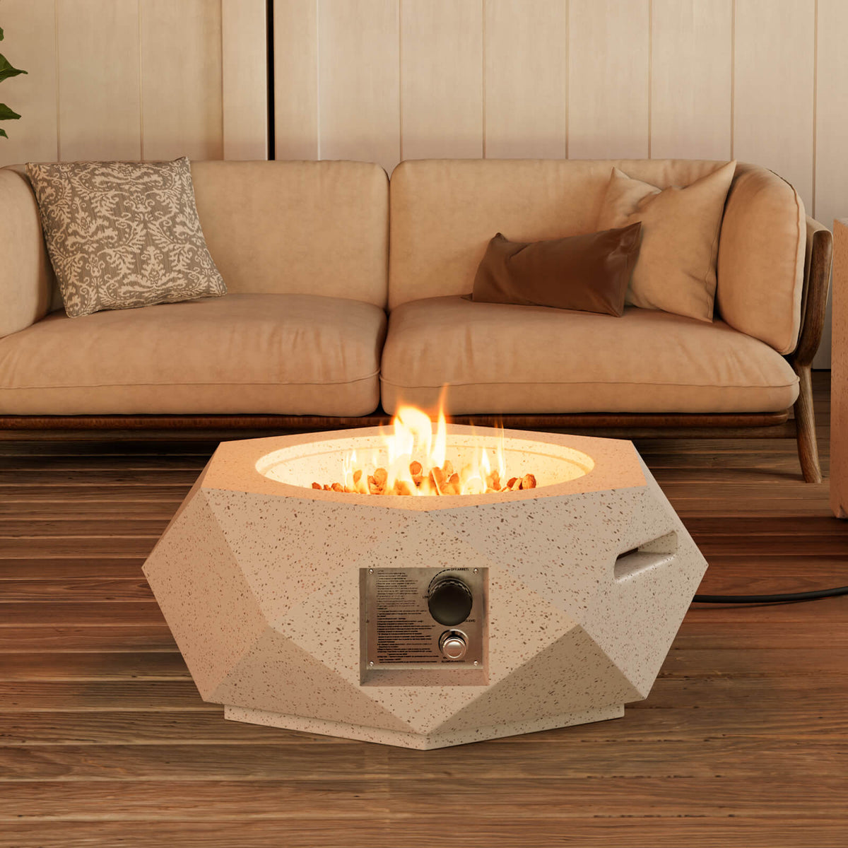 Rocky hexagon propane patio fire pit COSIEST