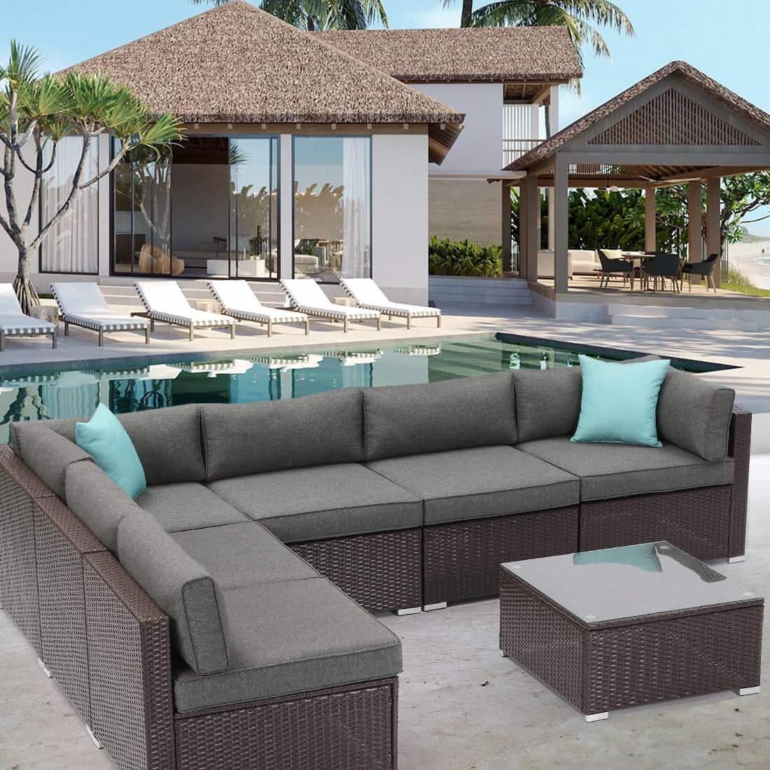 Serein 7 Piece U Shaped Outdoor Patio Sectional