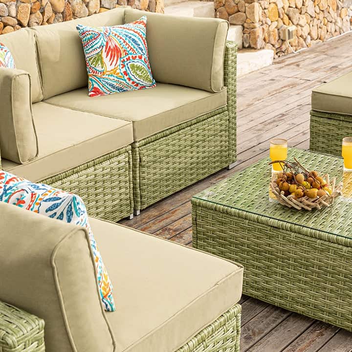 Aurora 6 Piece Patio Sectional Sofa with Two Chaise