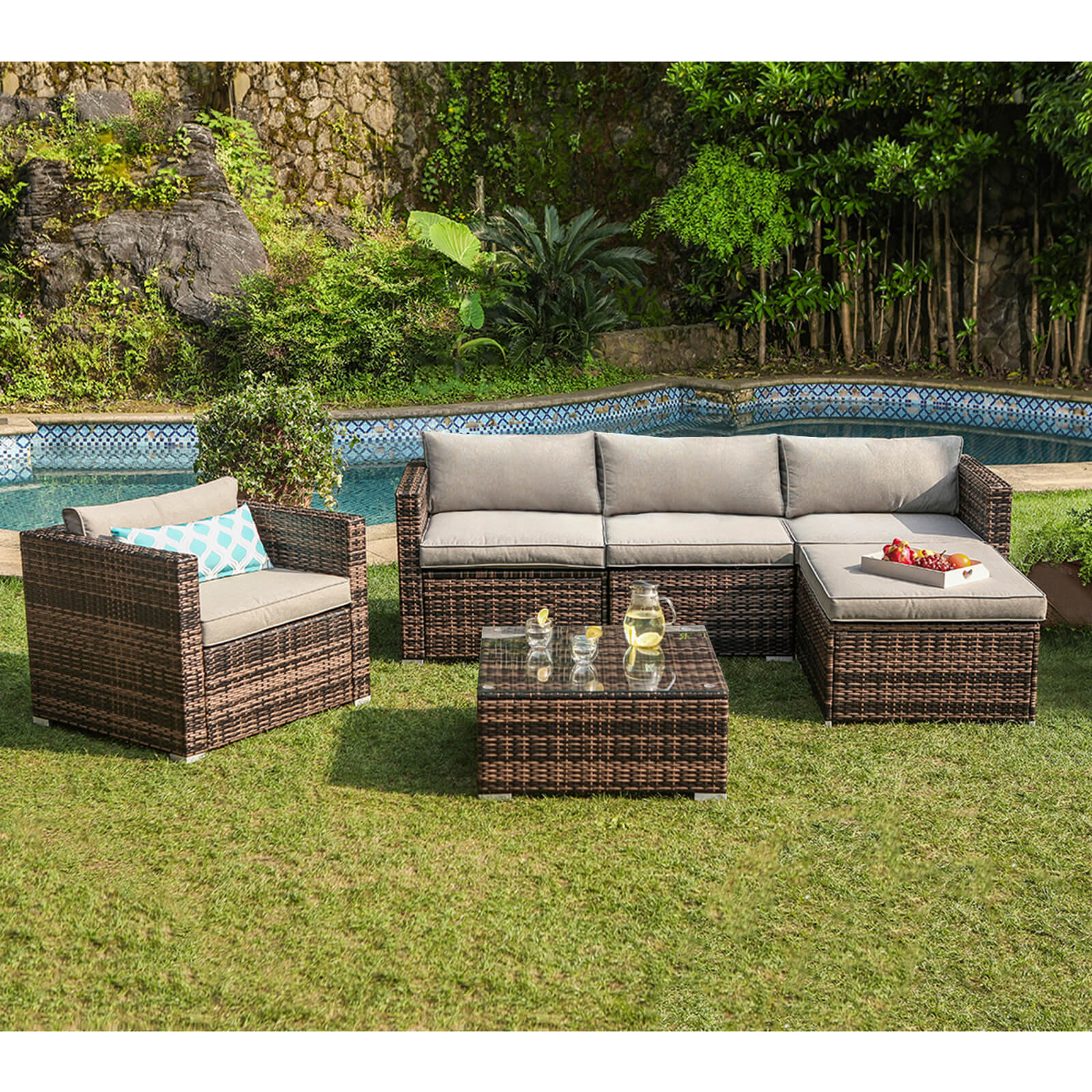 Sokach Piece L Shaped Outdoor Sofa And Chair Set – COSIEST
