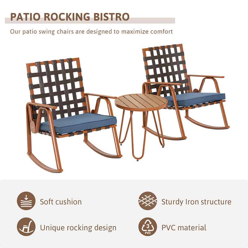 Uinta 3 Piece Iron Patio Rocking Chair Set – COSIEST