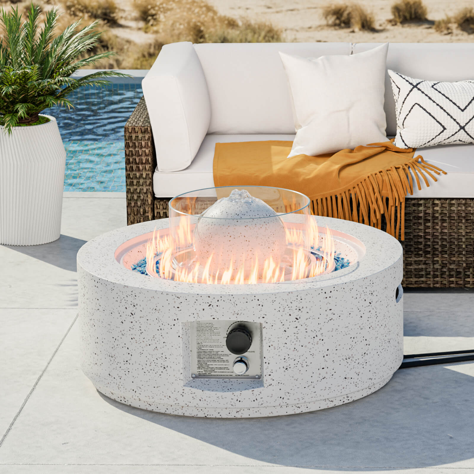 Fountain Round Propane Fire Pit Table