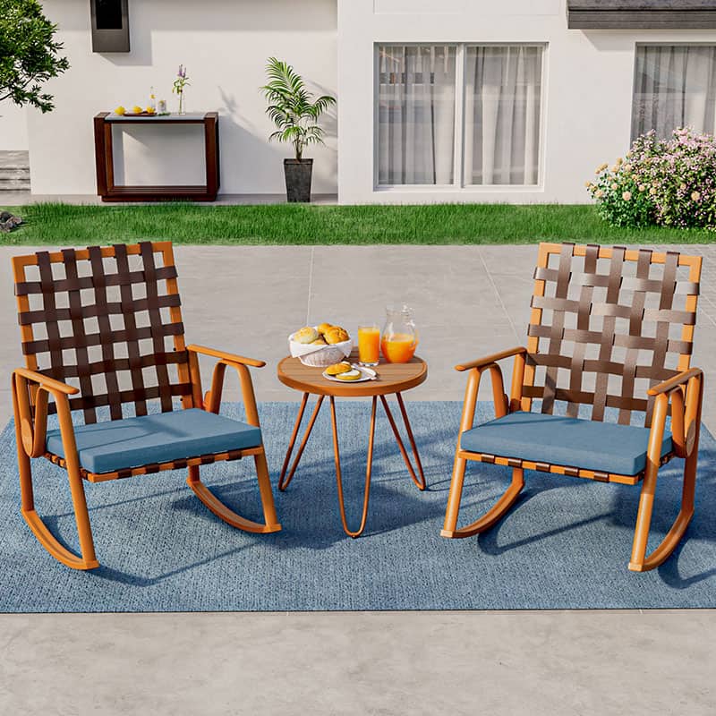 Uinta 3 Piece Iron Patio Rocking Chair Set – COSIEST
