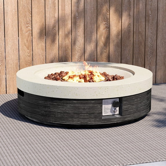 COSIEST 41inch Round Dual-Texture Concrete Fire Pit Table with Cover