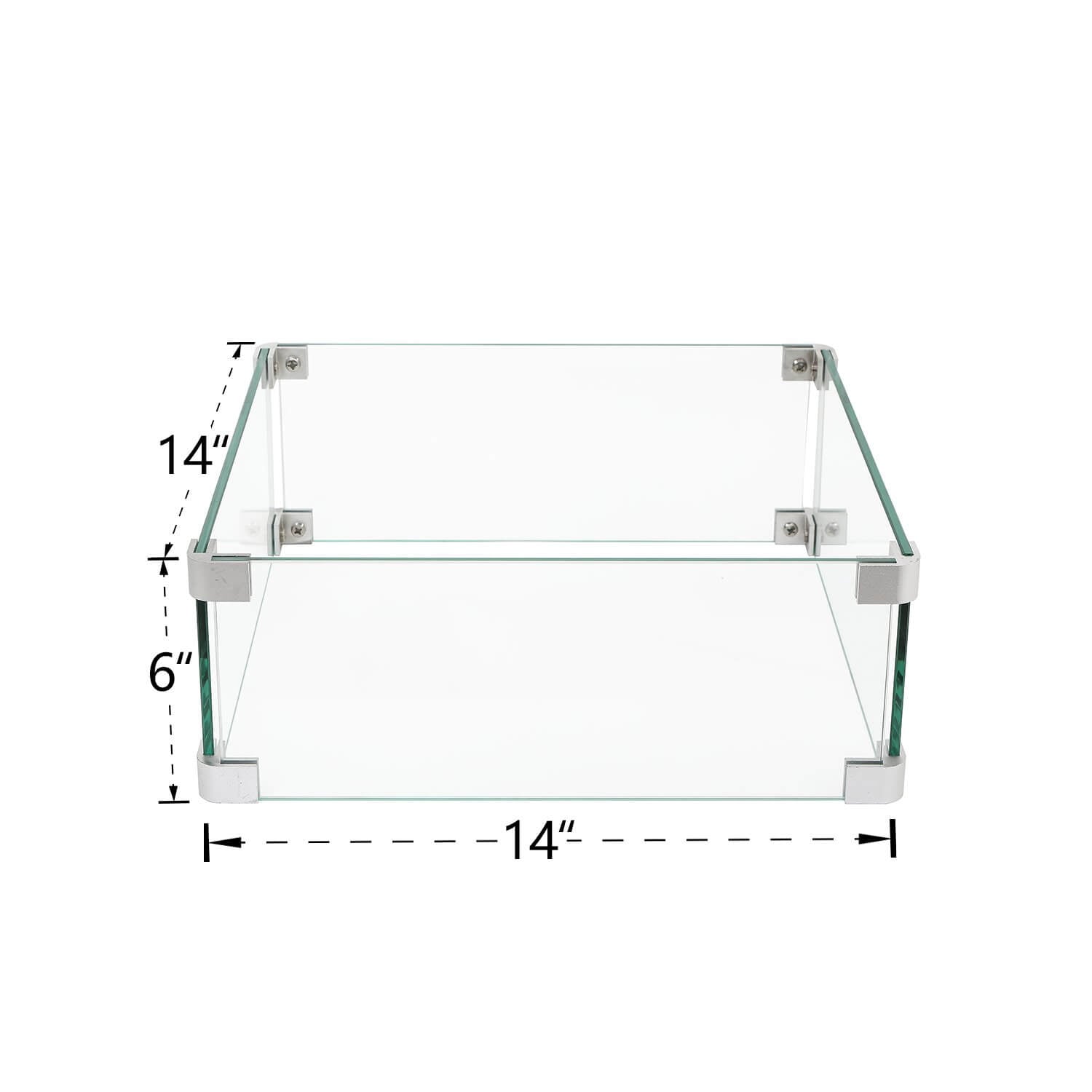 Sunburst Square Wind Guard Glass 14'' x 14” X 5.5"