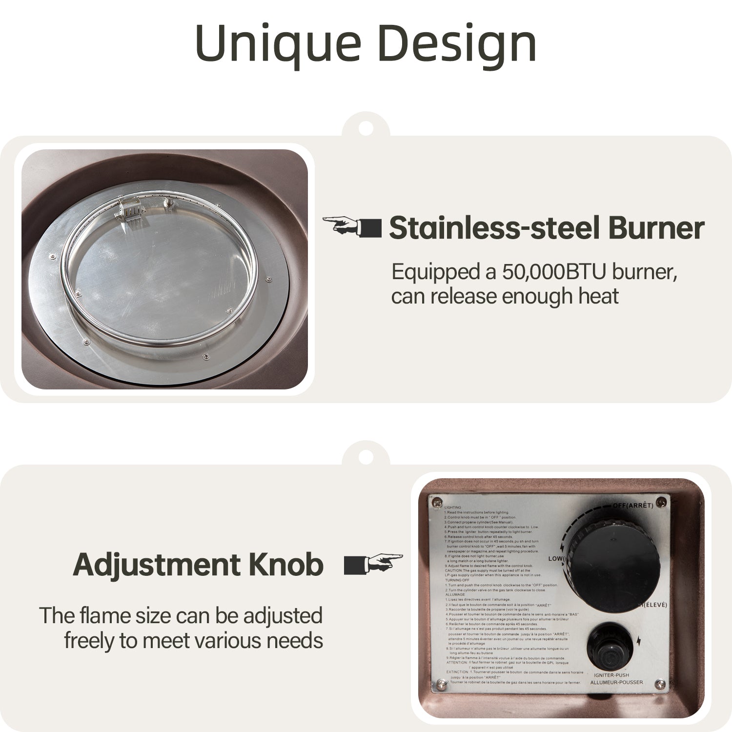 Bronze Round Propane Fire Pit Set