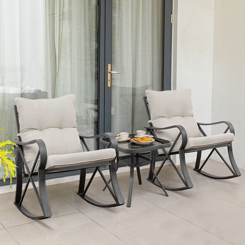Niihau White Outdoor Furniture Rocking Chair Set