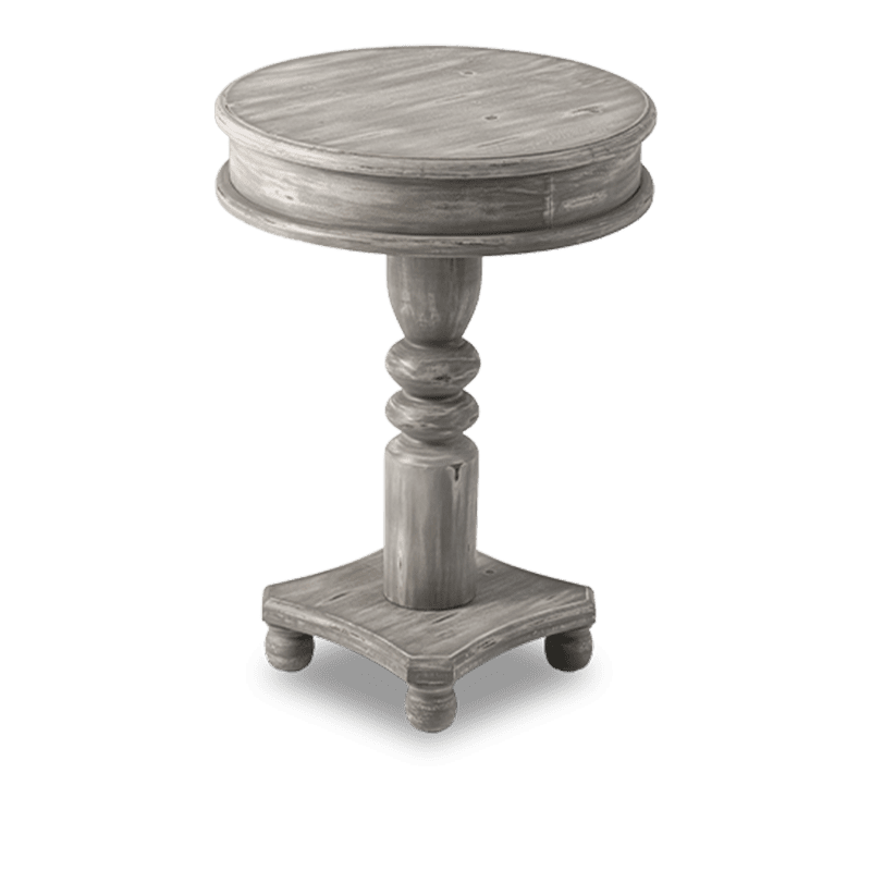 Solvang Grey Round Pedestal Side Table