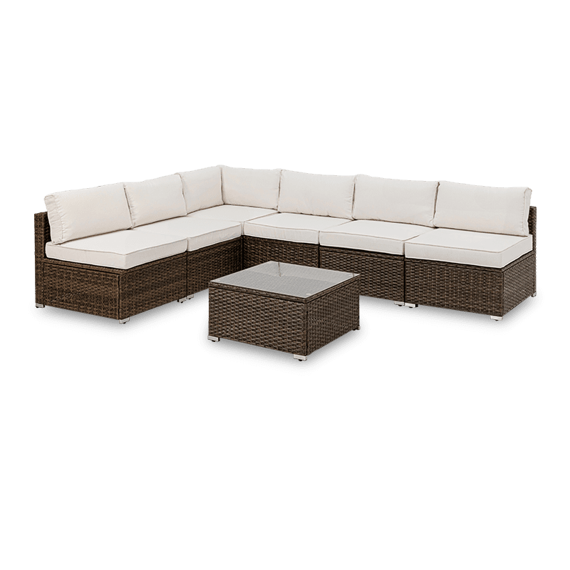 Aurora 7 Piece L Shaped Outdoor Handwoven Wicker Couch