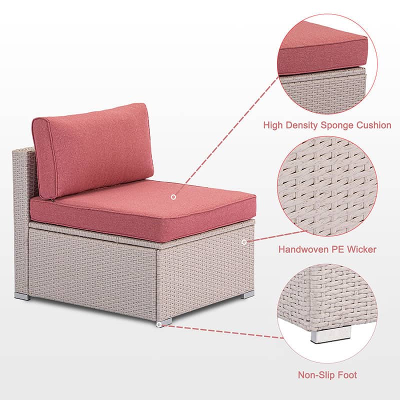 Aurora Wicker Single Modular Armless Chair
