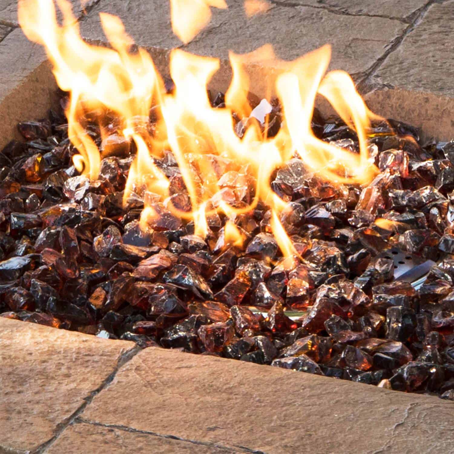 Augety Brown Short Square Outdoor Propane Fire Pit