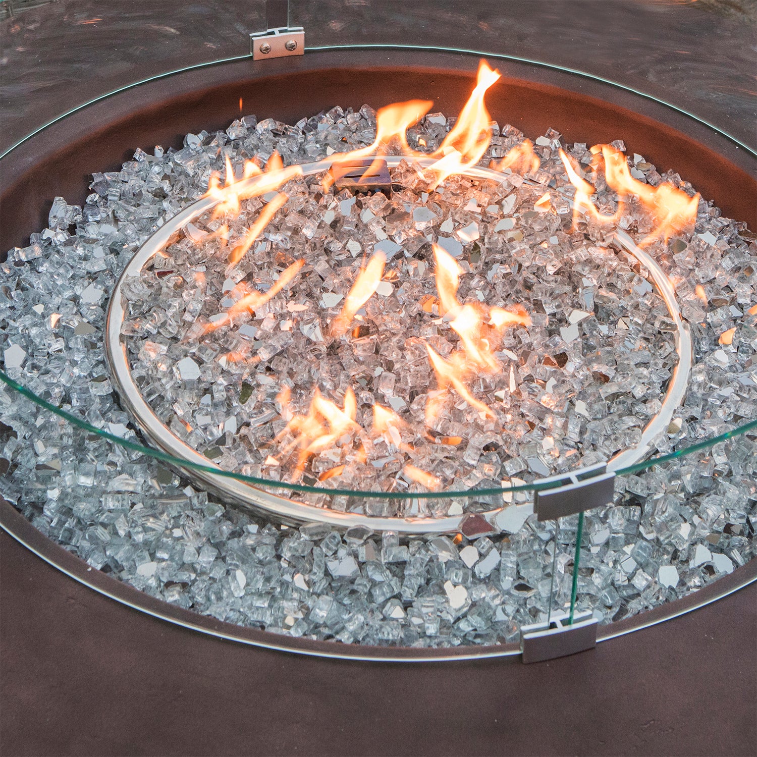 Bronze Round Fire Pit with Wind Guard