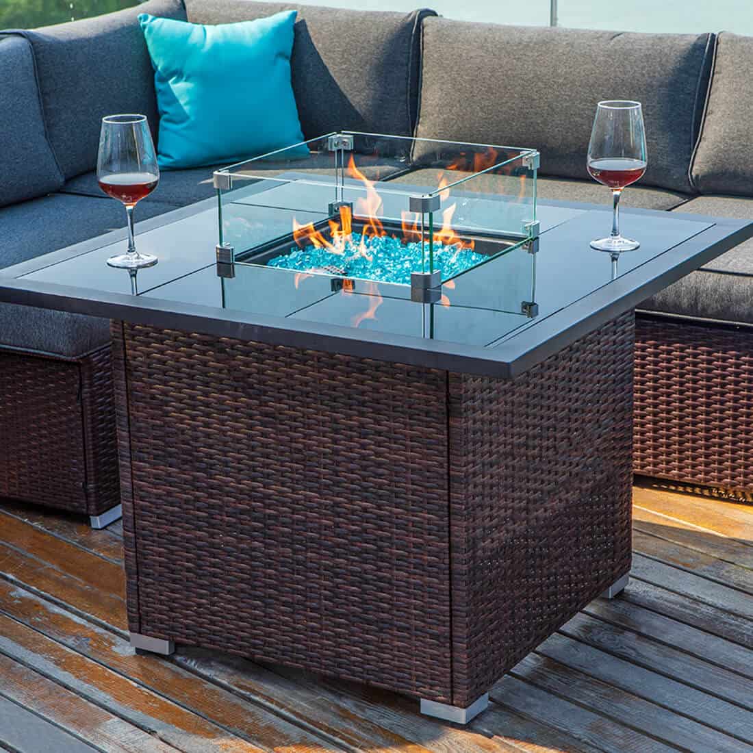 Howland 7 Piece U Shaped Outdoor Sofa with Fire Pit Table