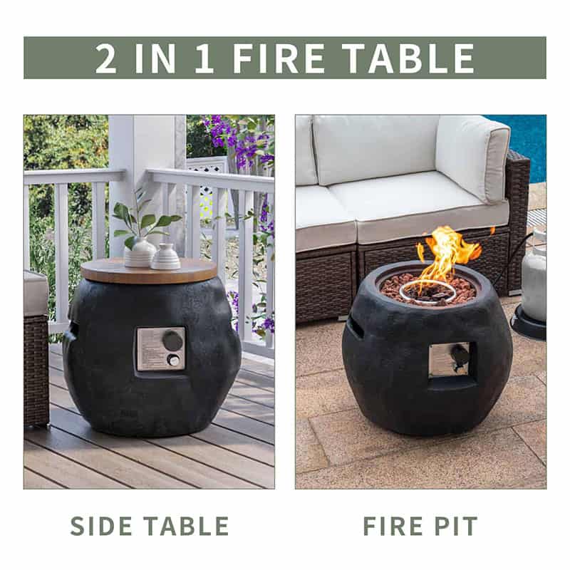 Sonder Natural Primitive Faux-Stone Fire Table