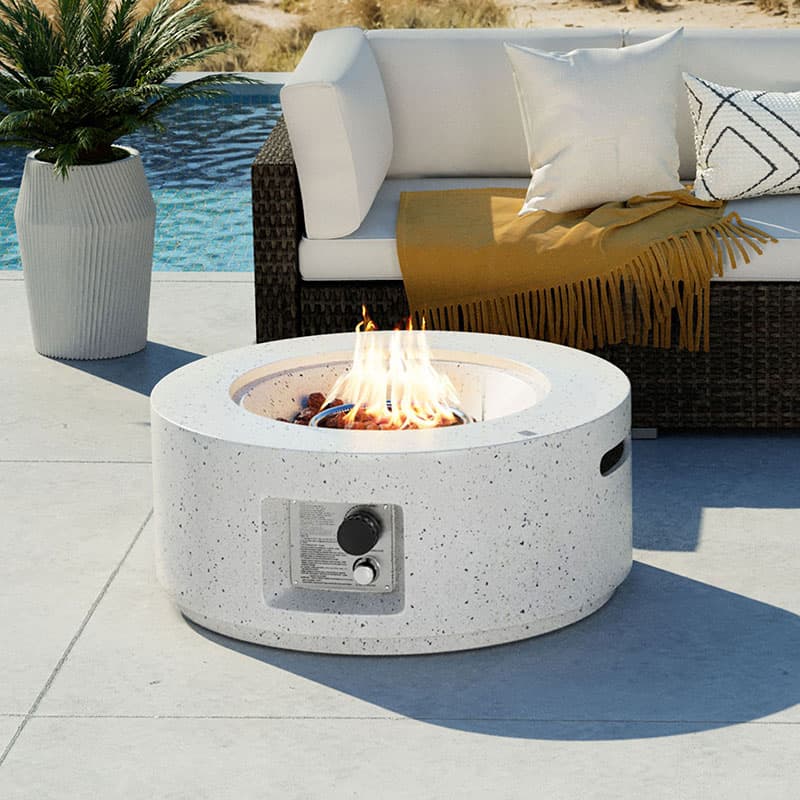 Rocky Round Outdoor Patio Propane Fire Pit