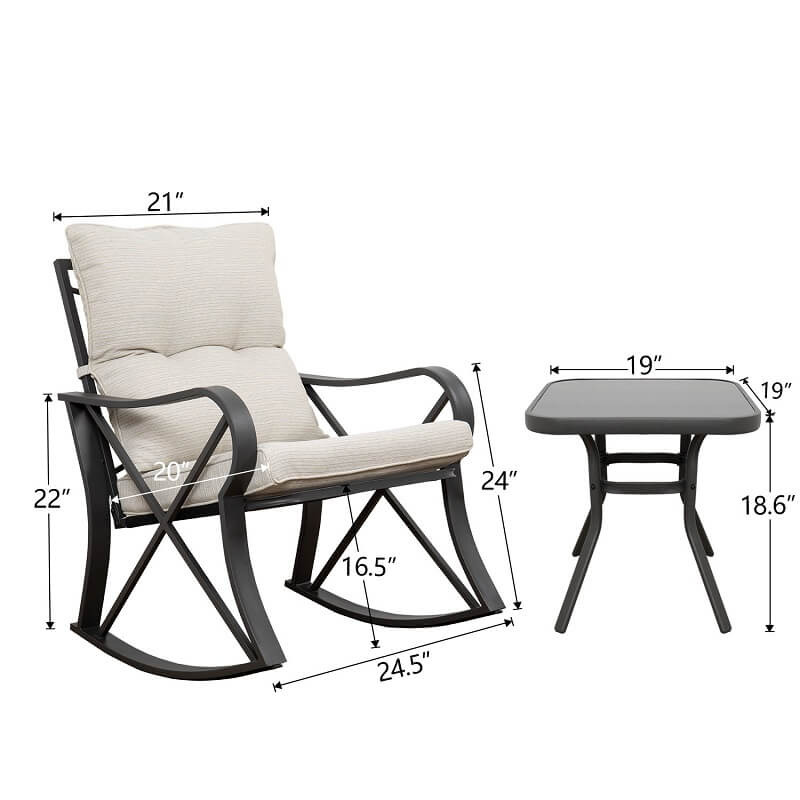 Niihau White Outdoor Furniture Rocking Chair Set