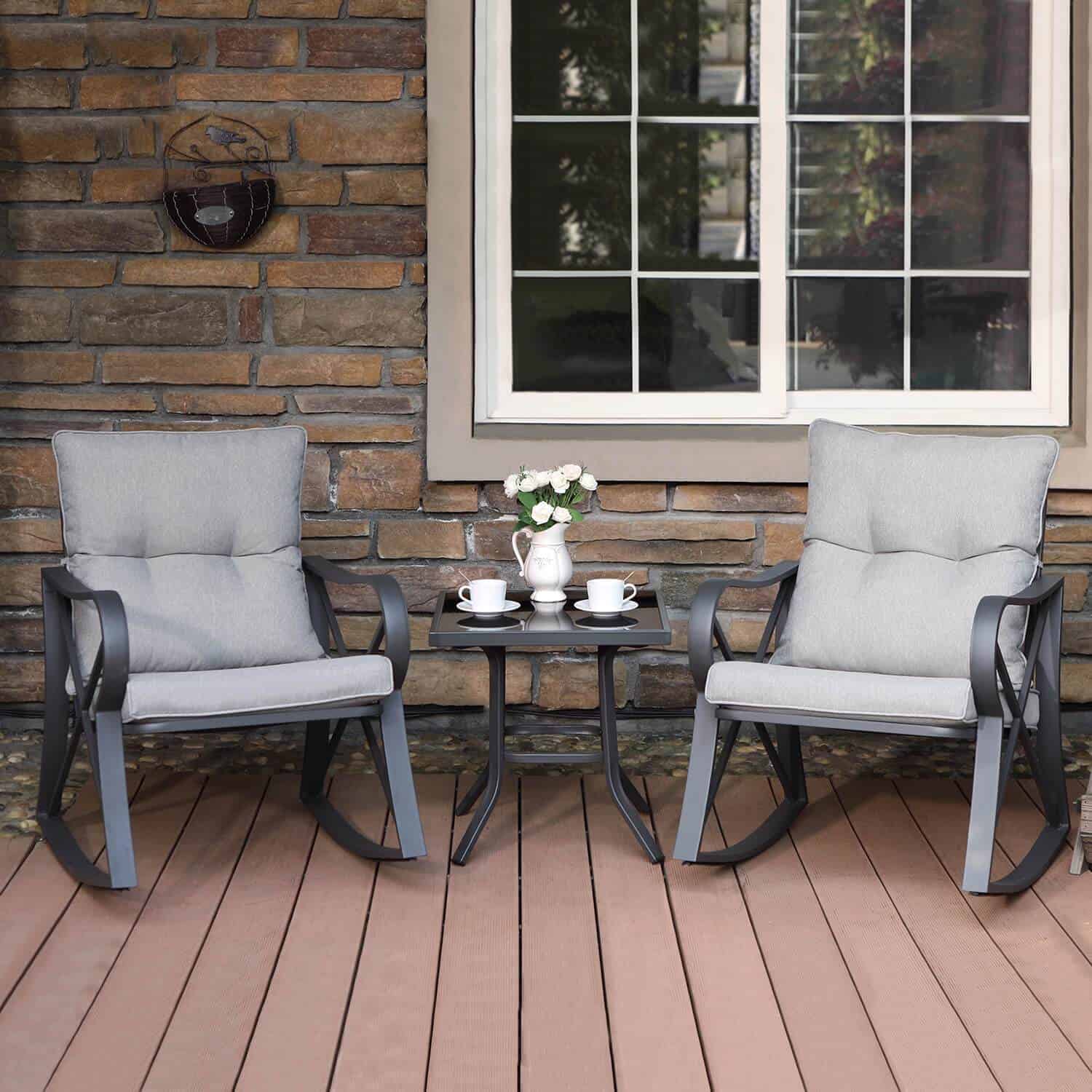 Niihau Grey Front Porch Rocking Chair Set – COSIEST