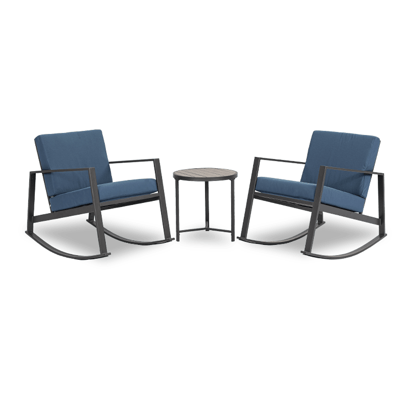Kauai Minimalism Outdoor Bistro Set with Rocking Chairs