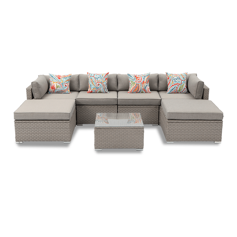 Aurora 7 Piece U Shaped Outdoor Modular Sectional with Chaise