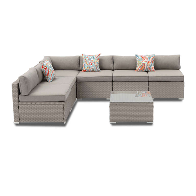 Aurora 7 Piece L Shaped Outdoor Handwoven Wicker Couch