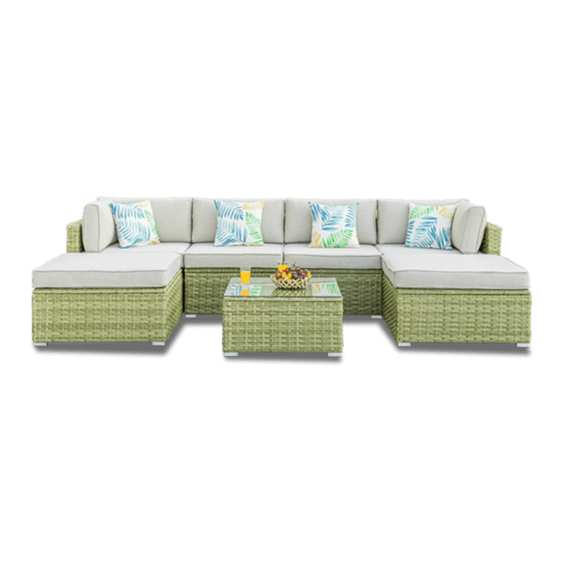 Aurora 7 Piece U Shaped Outdoor Modular Sectional with Chaise