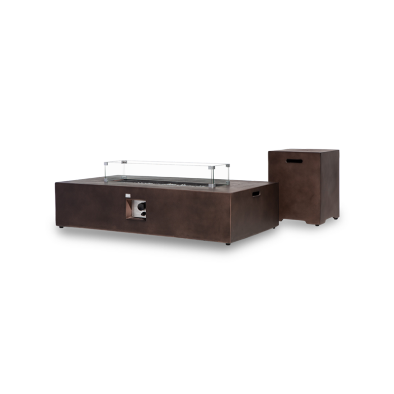 Bronze Rectangle Propane Fire Pit Set