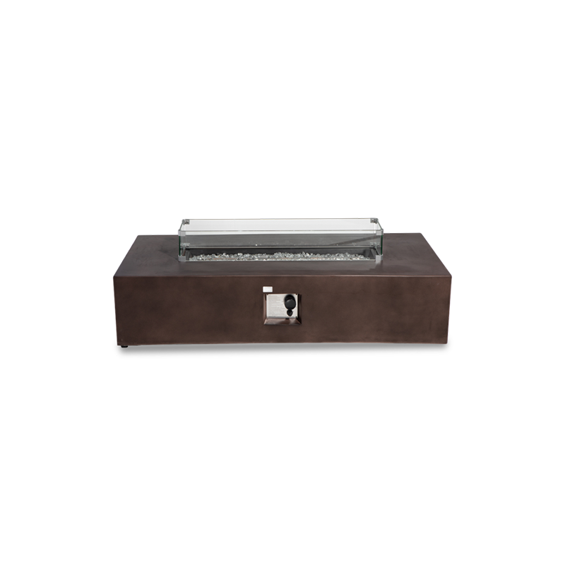 Bronze Rectangle Fire Pit with Wind Guard