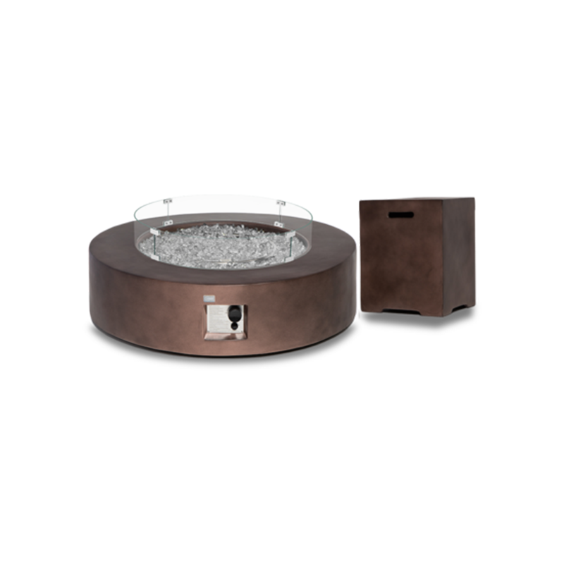 Bronze Round Propane Fire Pit Set