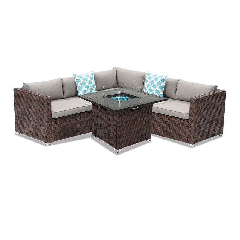 Baker 4 Piece Outdoor Corner Sofa with Square Fire Pit